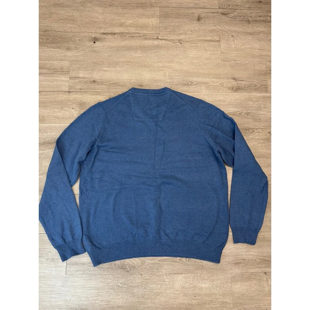 IZOD Mens XXL Blue V Neck Sweater Pullover Lightweight Knit Casual - Picture 3 of 4